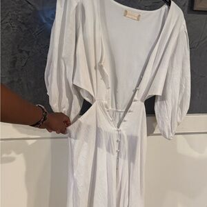 Elegant White Button-Down Dress